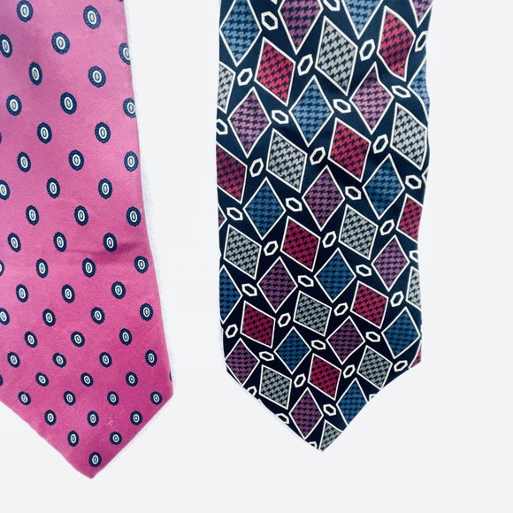 Lot of 2 Christian Dior Necktie All Silk Pink USA/ Bugatti 100% Silk - Picture 11 of 14
